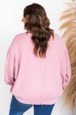 Budget ⌛ Pink Lily Since You've Been Gone Rose Waffle Knit V-Neck Sweater FINAL SALE 😍 -lounge-tops shop 181196 5 650x