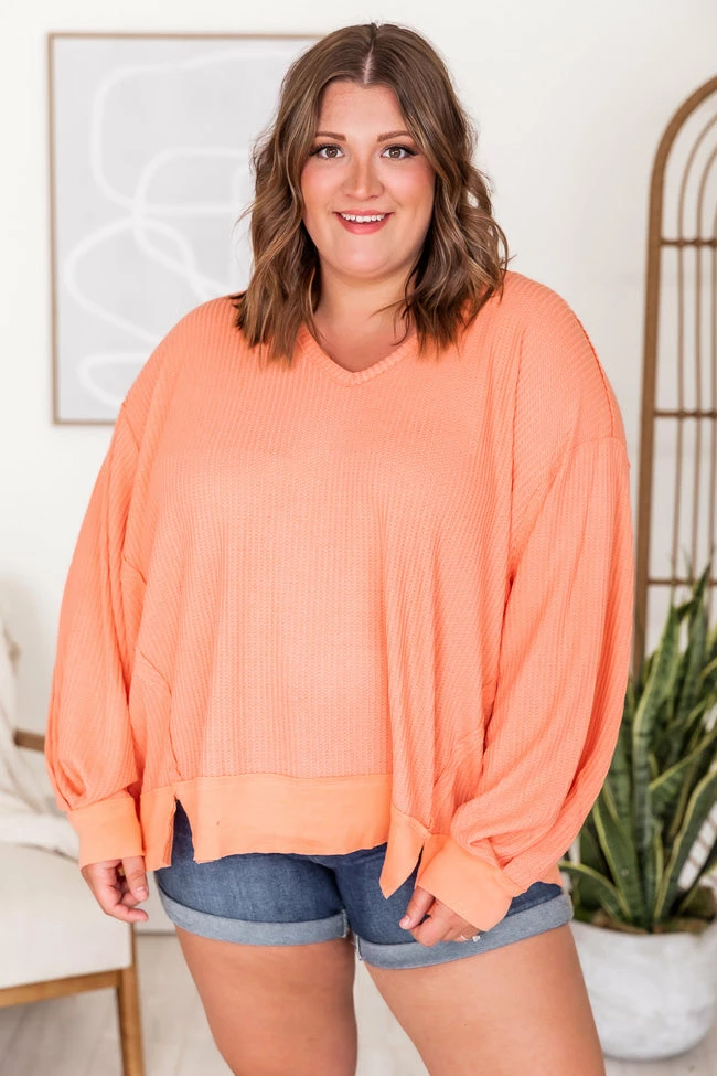 Discount 𧨠Pink Lily Since You've Been Gone Peach Waffle Knit V-Neck Sweater FINAL SALE β 13 Discount 𧨠Pink Lily Since You've Been Gone Peach Waffle Knit V-Neck Sweater FINAL SALE β - Image 11