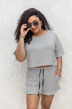 Wholesale 🔥 Pink Lily Reward Yourself White/Black Striped Flutter Sleeve Blouse FINAL SALE 🛒 -lounge-tops shop 181580 181582 rewardyourself 180070 desmondwhite 173392 sunrisehorizon 182220 distractedmindgold 8 650x