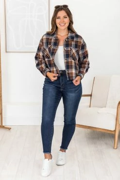 Hot Sale 🧨 Pink Lily According To Him Navy Cropped Plaid Shacket FINAL SALE 🔔 -lounge-tops shop 183452 1 06bd61e5 b0d5 42b2 bd84 da727e40ac12 650x