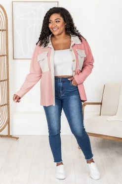 Best deal 🧨 Pink Lily Feet On The Dash Pink Colorblock Knit Shacket 👏 -lounge-tops shop 183480 2 650x