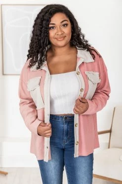Best deal 🧨 Pink Lily Feet On The Dash Pink Colorblock Knit Shacket 👏 -lounge-tops shop 183480 3 650x