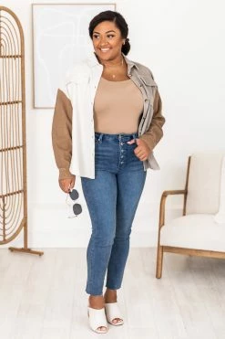 Best deal 🧨 Pink Lily On The Way Brown Colorblock Corduroy Shacket 👏 -lounge-tops shop 183732 2 650x