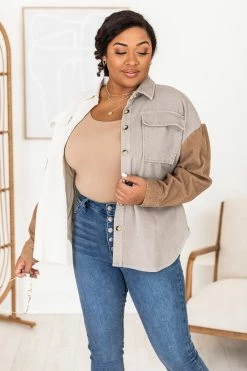 Best deal 🧨 Pink Lily On The Way Brown Colorblock Corduroy Shacket 👏 -lounge-tops shop 183732 3 650x