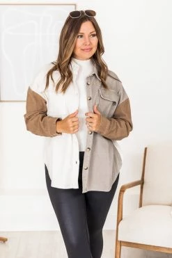 Best deal 🧨 Pink Lily On The Way Brown Colorblock Corduroy Shacket 👏 -lounge-tops shop 183732 9 650x