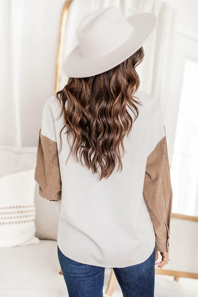 Best deal 🧨 Pink Lily On The Way Brown Colorblock Corduroy Shacket 👏 - Image 5