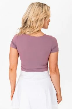 Buy 🎁 Pink Lily Maybe I'm Dreaming Purple Cutout Active Short Sleeve Tee 🌟 -lounge-tops shop 183786 182388 9 650x