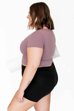 Buy 🎁 Pink Lily Maybe I'm Dreaming Purple Cutout Active Short Sleeve Tee 🌟 -lounge-tops shop 183786 maybeimdreamingpurple 180554 jumpthoughhoopsblack 6 650x