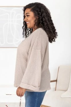 Best deal 😉 Pink Lily Sweet Enough Oatmeal Knitted Pullover 🧨 -lounge-tops shop 183882 4 650x