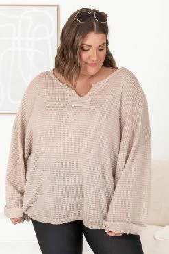 Best deal 😉 Pink Lily Sweet Enough Oatmeal Knitted Pullover 🧨 -lounge-tops shop 183882 6 650x