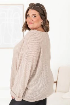 Best deal 😉 Pink Lily Sweet Enough Oatmeal Knitted Pullover 🧨 -lounge-tops shop 183882 7 650x