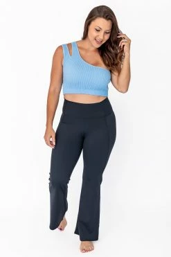 Flash Sale 👍 Pink Lily No Excuses Blue One Shoulder Double Strap Sports Bra 😀 -lounge-tops shop 184054 1 650x