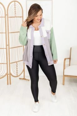 Best reviews of 🌟 Pink Lily Sounds Good To Me Purple And Green Colorblock Knit Shacket ❤️ -lounge-tops shop 184194 1 650x
