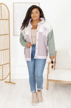 Best reviews of 🌟 Pink Lily Sounds Good To Me Purple And Green Colorblock Knit Shacket ❤️ -lounge-tops shop 184194 2 650x