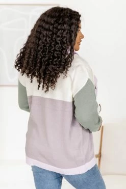 Best reviews of 🌟 Pink Lily Sounds Good To Me Purple And Green Colorblock Knit Shacket ❤️ -lounge-tops shop 184194 5 650x