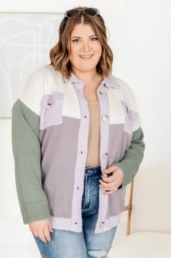 Best reviews of 🌟 Pink Lily Sounds Good To Me Purple And Green Colorblock Knit Shacket ❤️ -lounge-tops shop 184194 7 650x
