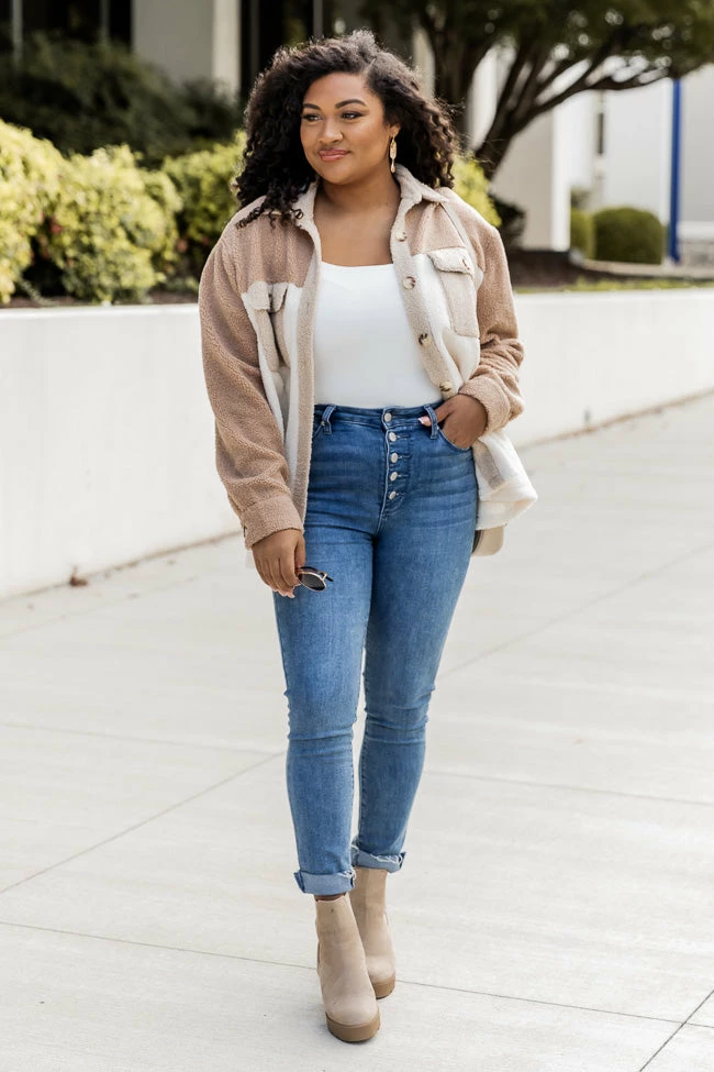 Best deal π₯° Pink Lily Don't Talk Me Down Beige And Ivory Colorblock Sherpa Jacket π 9 Best deal π₯° Pink Lily Don't Talk Me Down Beige And Ivory Colorblock Sherpa Jacket π - Image 7