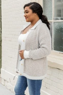 Best deal 💯 Pink Lily Glad You're Here Tan Herringbone Fuzzy Shacket 🛒 -lounge-tops shop 185056 8 650x