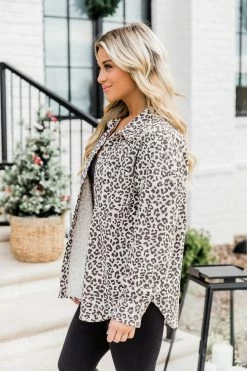 Cheapest 👏 Pink Lily Feeling Wild Beige Leopard Print Corduroy Shacket 🎁 -lounge-tops shop 185250 11 650x
