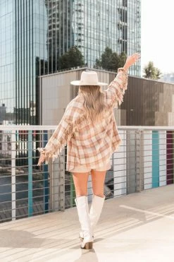 Wholesale 🔔 Nashville Pink And Beige Shacket - Krista X Pink Lily ✔️