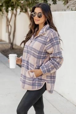 Cheap ❤️ Pink Lily Stay A While Longer Beige Plaid Sherpa Pullover 🧨 -lounge-tops shop 185452 stayawhilelonger 185018 fireanddesire 164324 jennywhite 184218 weekendrushtaupe 9 650x