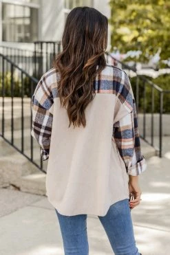 Best deal ✨ Pink Lily Talking My Language Navy Plaid Sleeve Shacket 🥰 -lounge-tops shop 185454 talkingmylanguage 184270 blaire 183204 marleecoffee 180286 timelinetogetherwhite 9 650x
