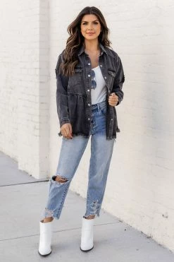 Wholesale 😍 Pink Lily Nothing To Gain Black Distressed Denim Peplum Jacket ⭐ -lounge-tops shop 185498 nothingtogain 172706 lucy 185178 youknowbetterwhite 183168 cheyennewhite 2 650x