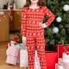 Best Sale 😉 Pink Lily Kids Home For The Holidays Red 🎄 Christmas Print Pajama Set 👏