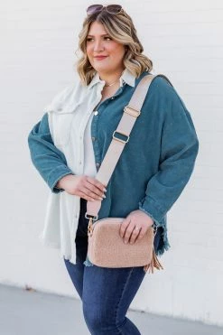 Best deal 💯 Pink Lily Ring My Bell Blue Colorblock Frayed Hem Shacket 😀 -lounge-tops shop 185852 7 650x