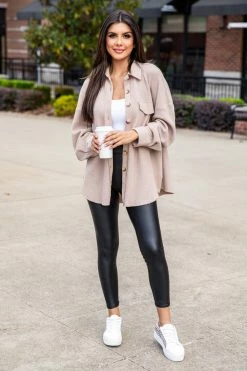 Best reviews of ⌛ Pink Lily Change The Game Oatmeal Waffle Knit Shacket 🧨