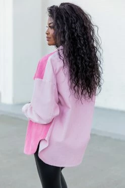 Outlet 🔔 Pink Lily On The Way Pink Colorblock Corduroy Shacket 🧨 -lounge-tops shop 186258 17 650x