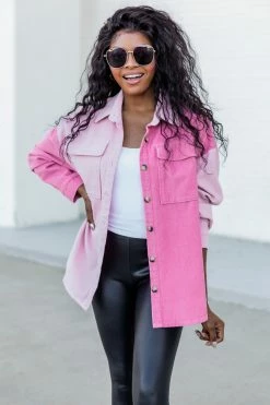 Outlet 🔔 Pink Lily On The Way Pink Colorblock Corduroy Shacket 🧨 -lounge-tops shop 186258 21 650x