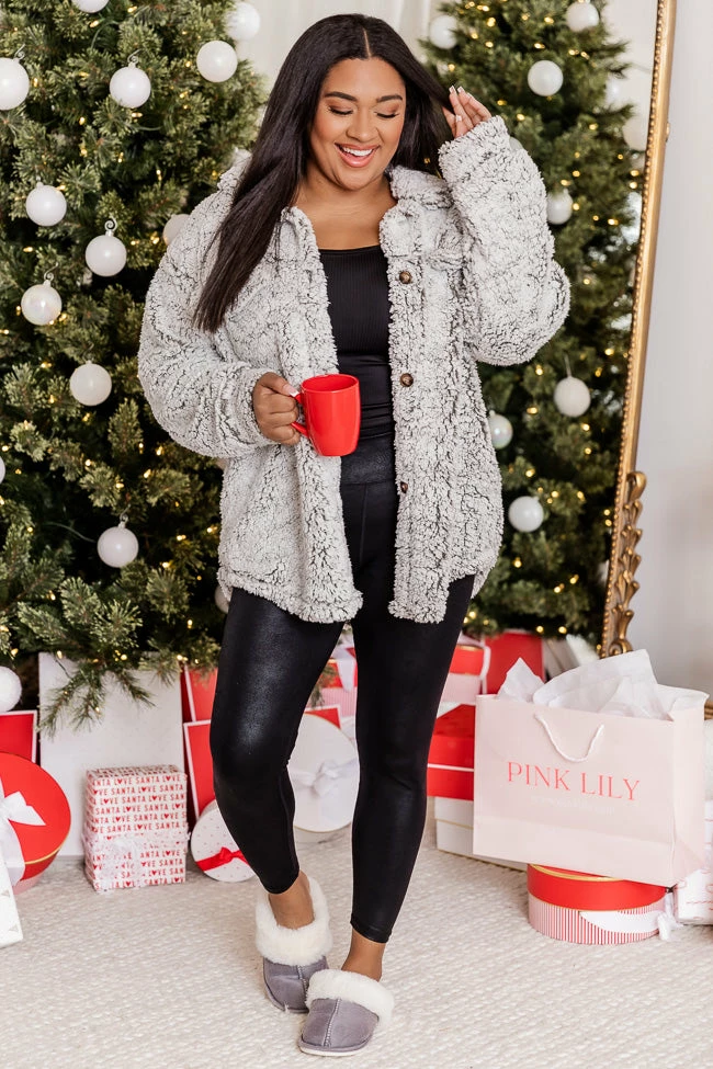 New π€© Pink Lily A Warm Embrace Grey Sherpa Shacket π 3 New π€© Pink Lily A Warm Embrace Grey Sherpa Shacket π