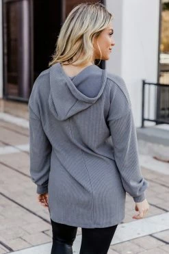 Top 10 🛒 Pink Lily Home Away From Home Grey Ribbed Hooded Pullover 🛒 -lounge-tops shop 186454 185018 6 650x