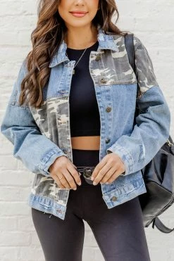 Best deal 💯 Pink Lily Wash It Away Camo Denim Jacket 🤩