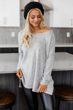 Top 10 🎉 Pink Lily Simple Style Grey Blouse 🎉 -lounge-tops shop 1K0A1783 650x