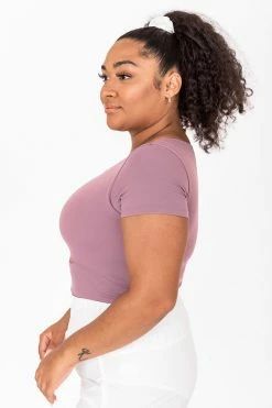 Buy 🎁 Pink Lily Maybe I'm Dreaming Purple Cutout Active Short Sleeve Tee 🌟 -lounge-tops shop 1K0A8070 650x