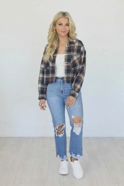 Hot Sale 🧨 Pink Lily According To Him Navy Cropped Plaid Shacket FINAL SALE 🔔 -lounge-tops shop 66044bb8e0bc49a5af35fe588235645c.thumbnail.0000000 530x530