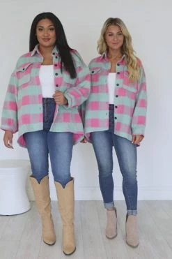 Wholesale 🎁 Pink Lily In The Mix Mint And Pink Plaid Shacket ⭐ -lounge-tops shop 74e73adb5abc44b78438c4dcdfd26989.thumbnail.0000000000 530x530