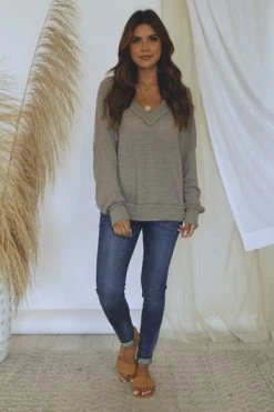 Cheapest ✨ Pink Lily Outstanding Memory Mocha V-Neck Waffle Knit Pullover FINAL SALE ⌛ -lounge-tops shop c0f0c707c5e2494bbc64eba90ab01ea5.thumbnail.0000000 530x530